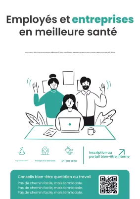 Affiche beige moderne de promotion du bien-être au travail