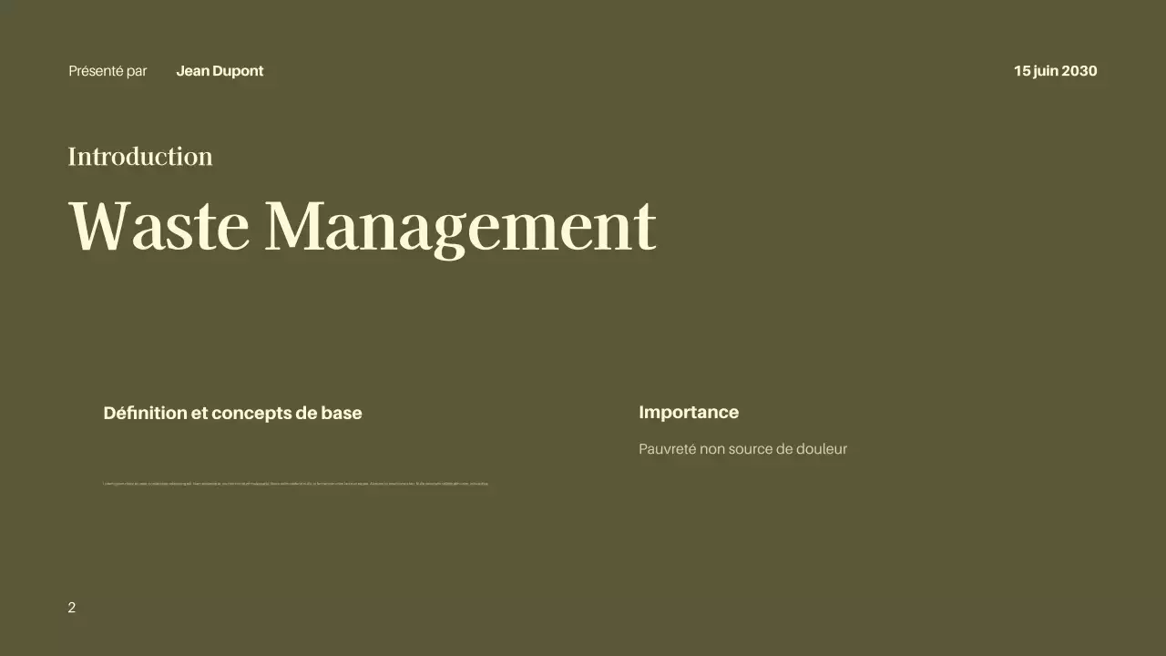 Présentation de la conférence sur l'environnement moderne noir