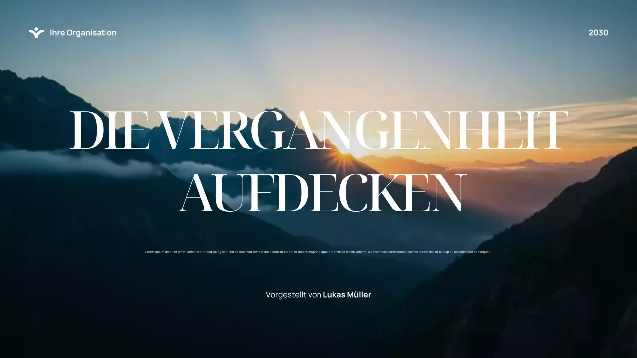 Blaue elegante Geschichtspräsentation