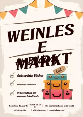 Beiges Retro-Markt-Werbeplakat