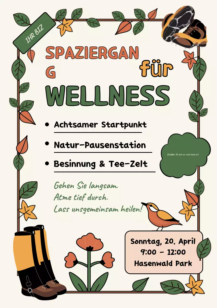 Orange rustikales Wellness-Einladungsplakat