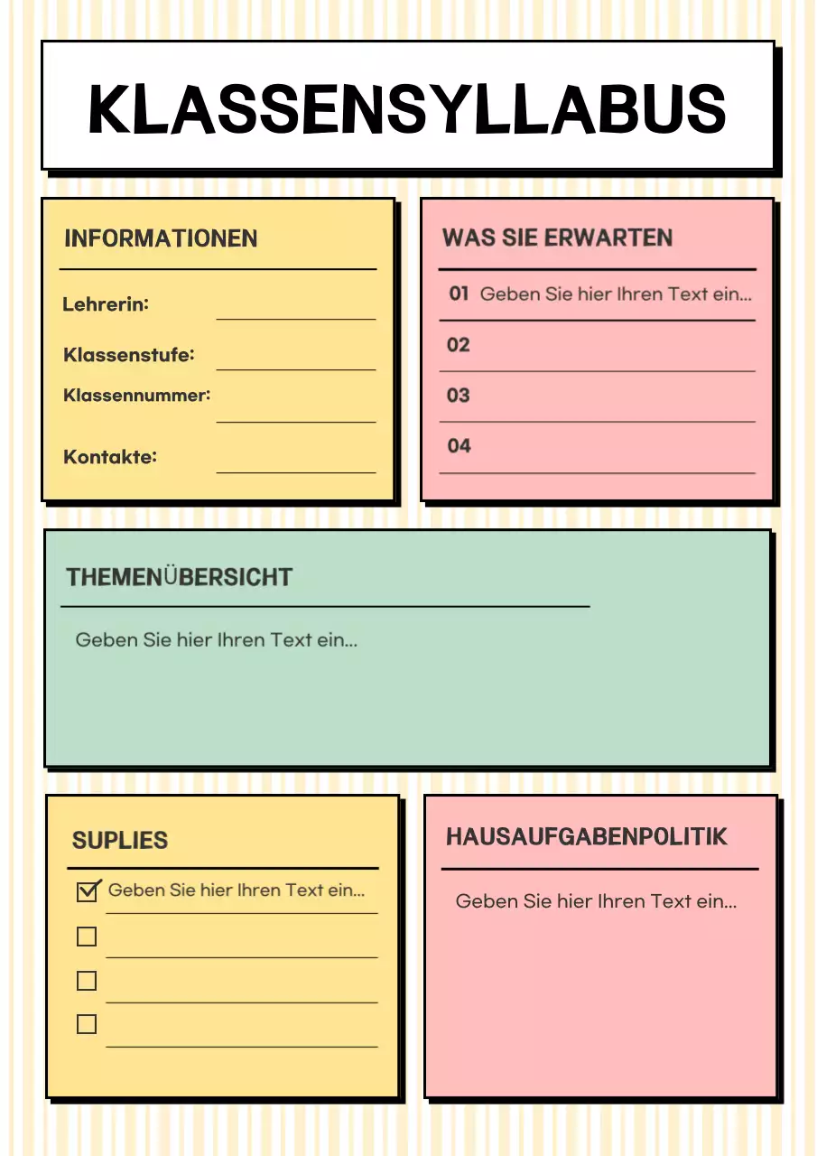 Blauer Minimal Education Planner Klassenlehrplan Poster