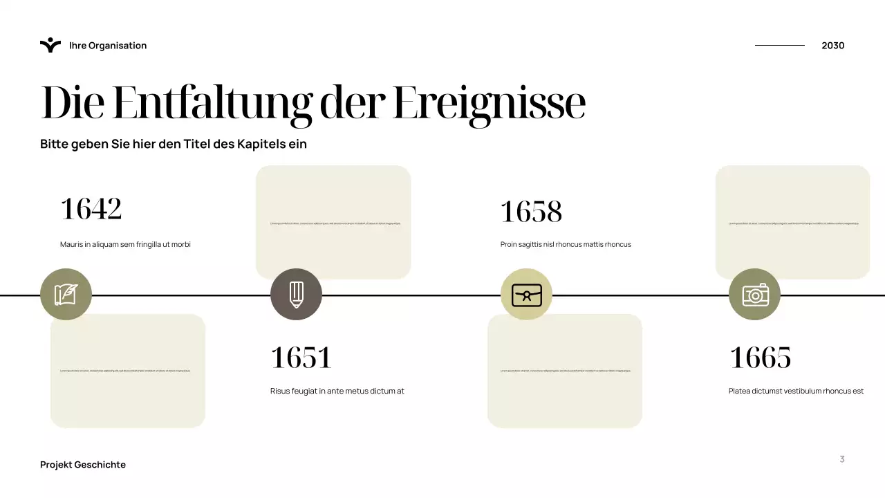 Blaue elegante Geschichtspräsentation