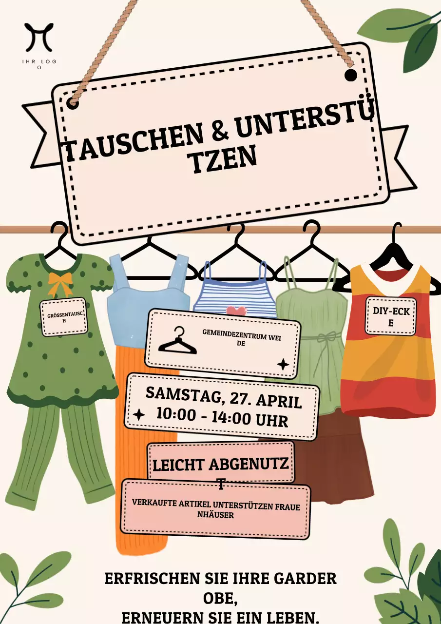 Beige Retro-Kleidungs-Event-Ankündigungsplakat