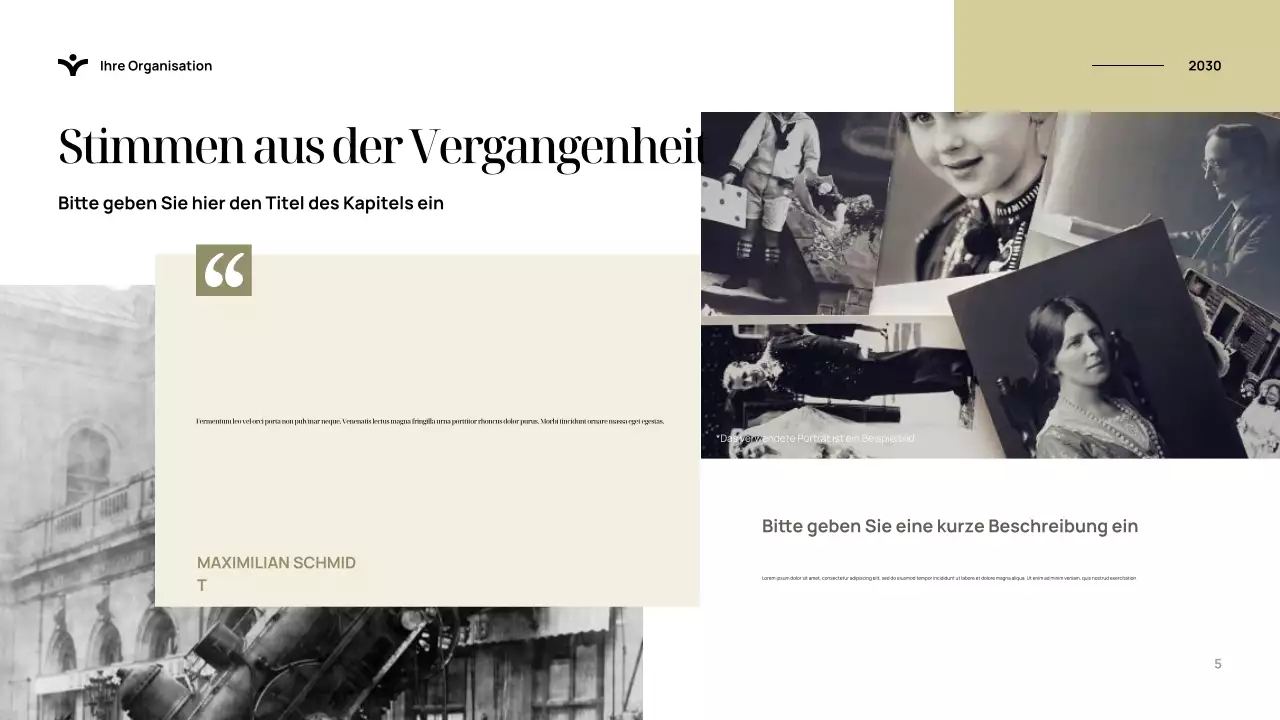 Blaue elegante Geschichtspräsentation