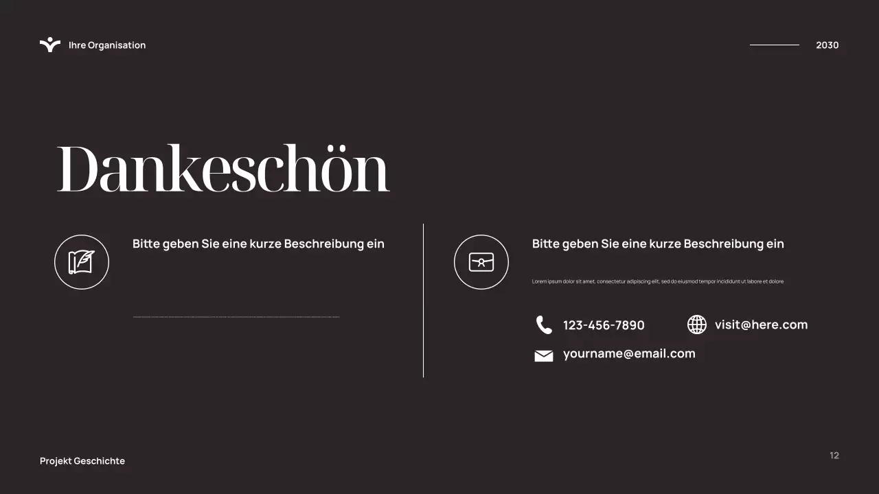 Blaue elegante Geschichtspräsentation