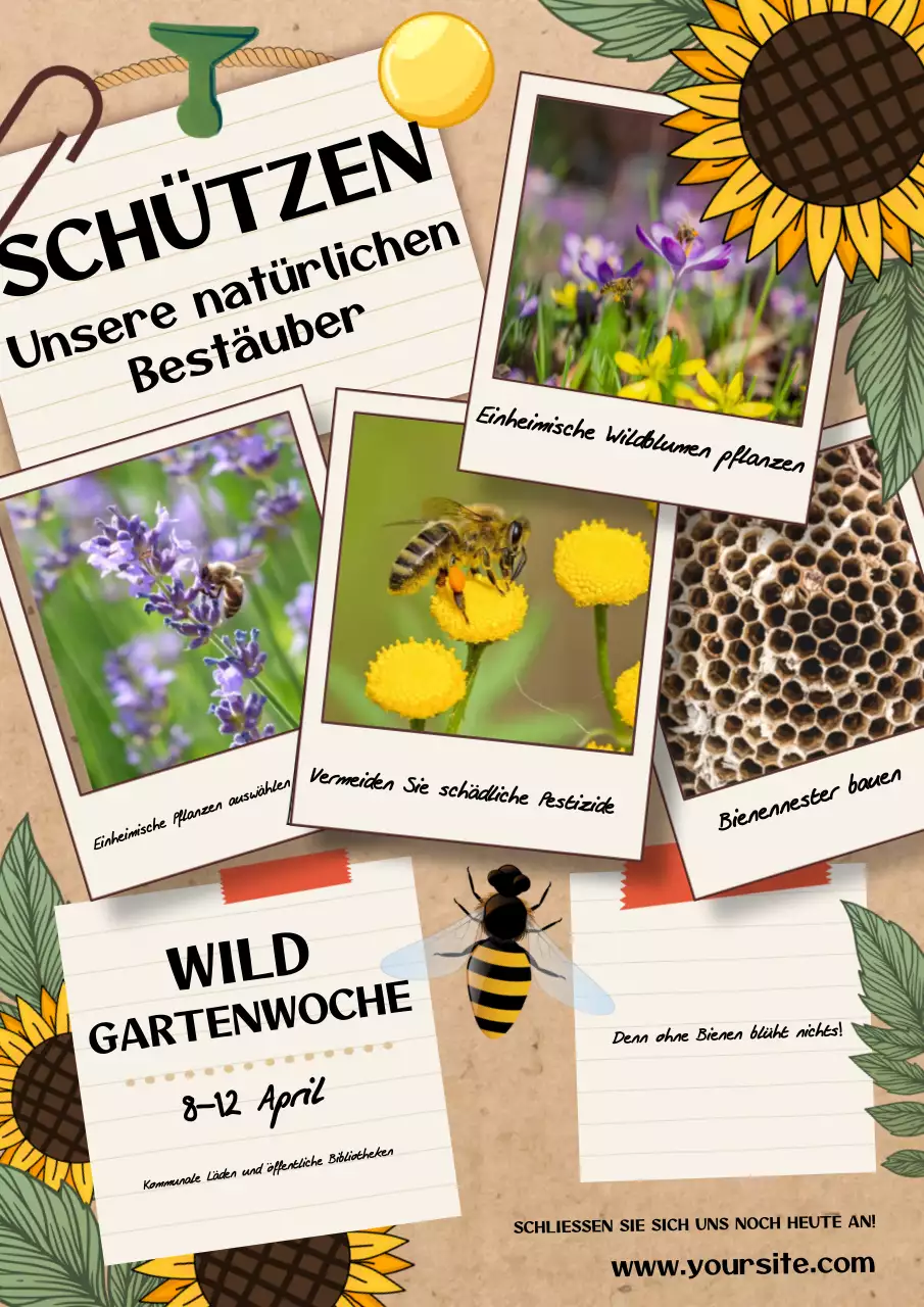 Beiges rustikales Bestäuber-Werbeplakat