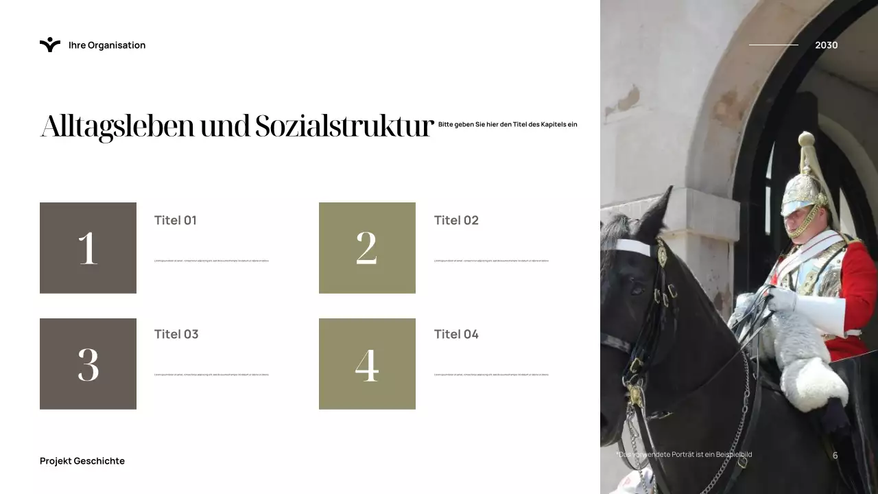 Blaue elegante Geschichtspräsentation