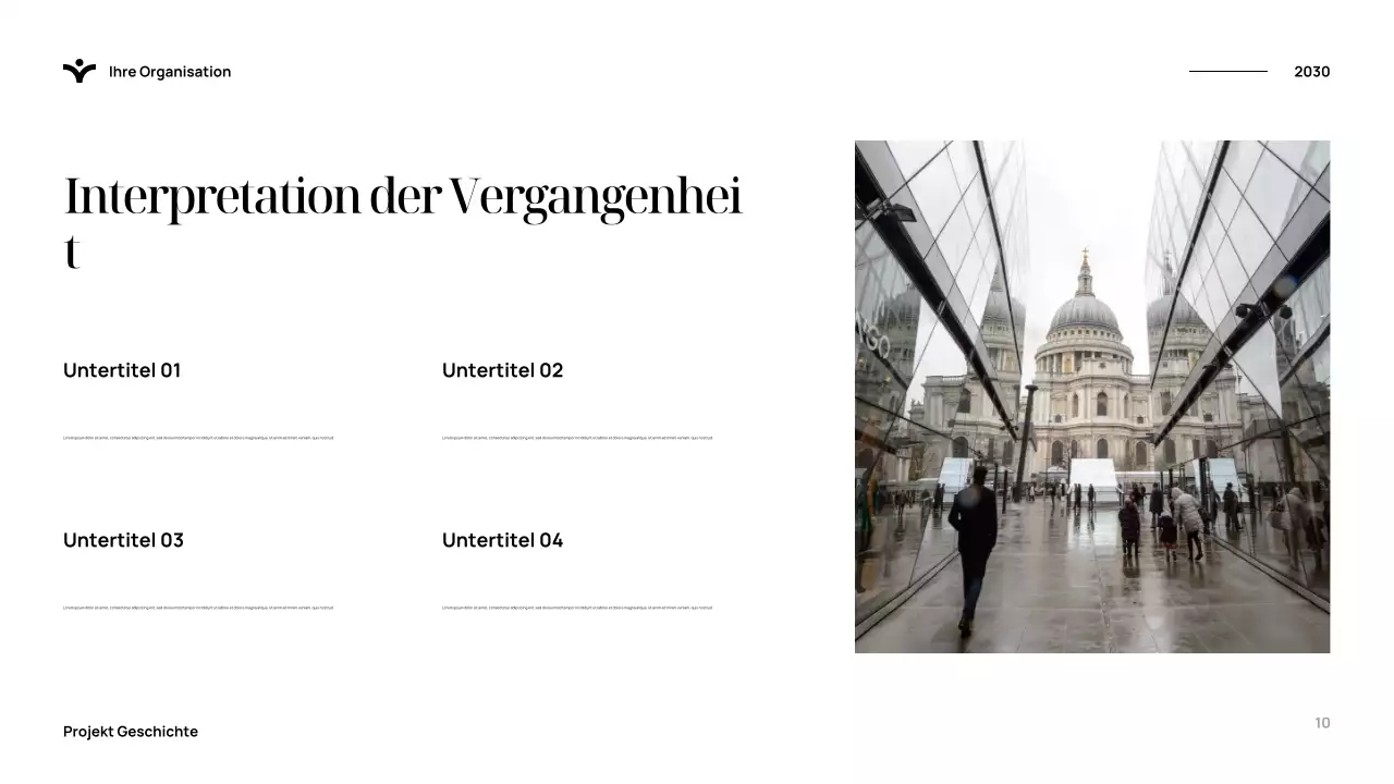 Blaue elegante Geschichtspräsentation