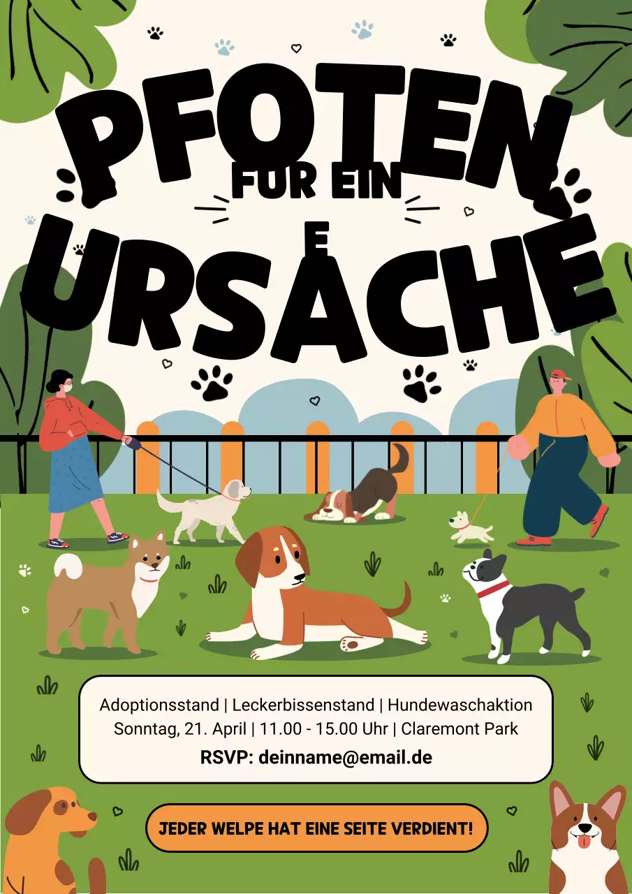 Ankündigungsplakat für grünes modernes Hundeereignis