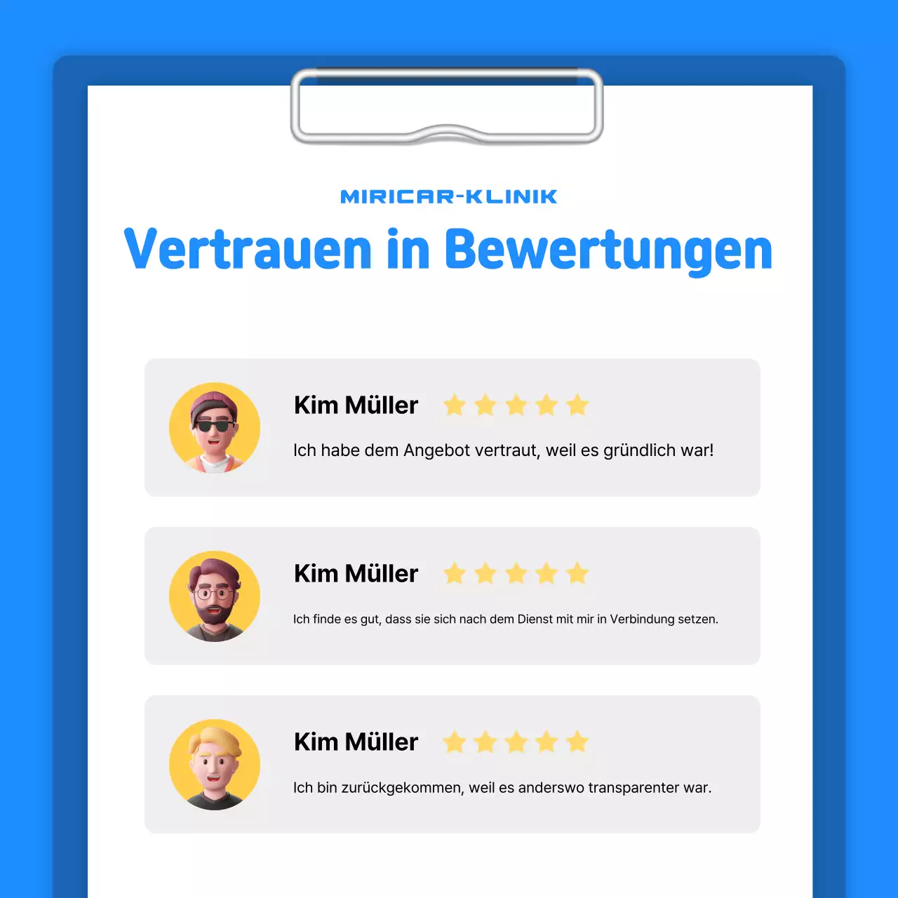 Blue Simple Car Care Informationen Lieferung