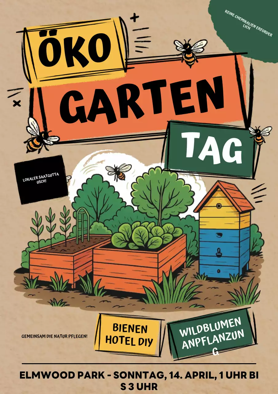 Farbenfrohes rustikales Garten-Event-Plakat