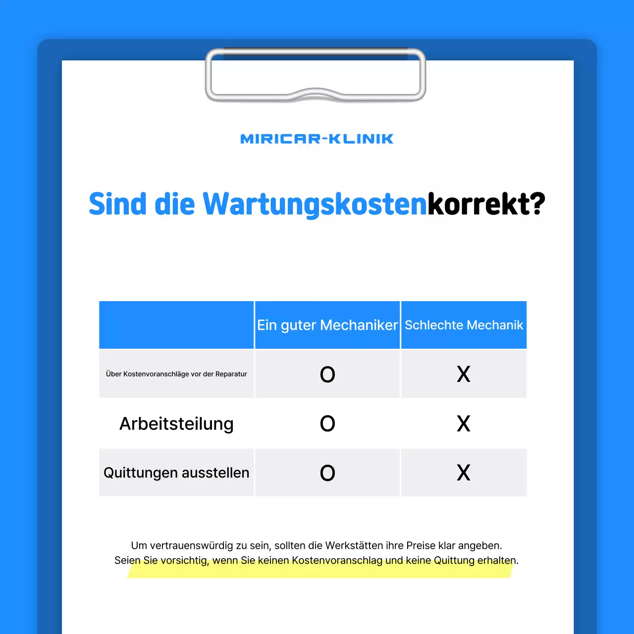 Blue Simple Car Care Informationen Lieferung