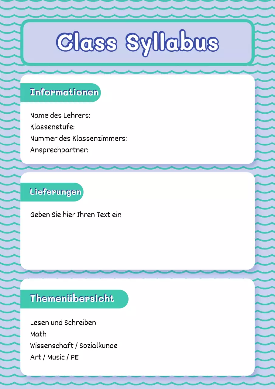 Blaues Minimal Class Guide Poster