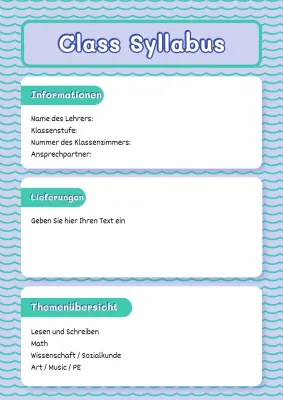 Blaues Minimal Class Guide Poster