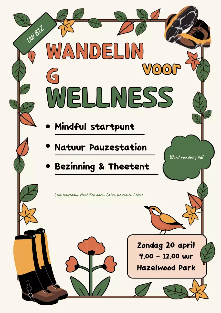 Oranje Rustieke Wellness Uitnodigingsposter