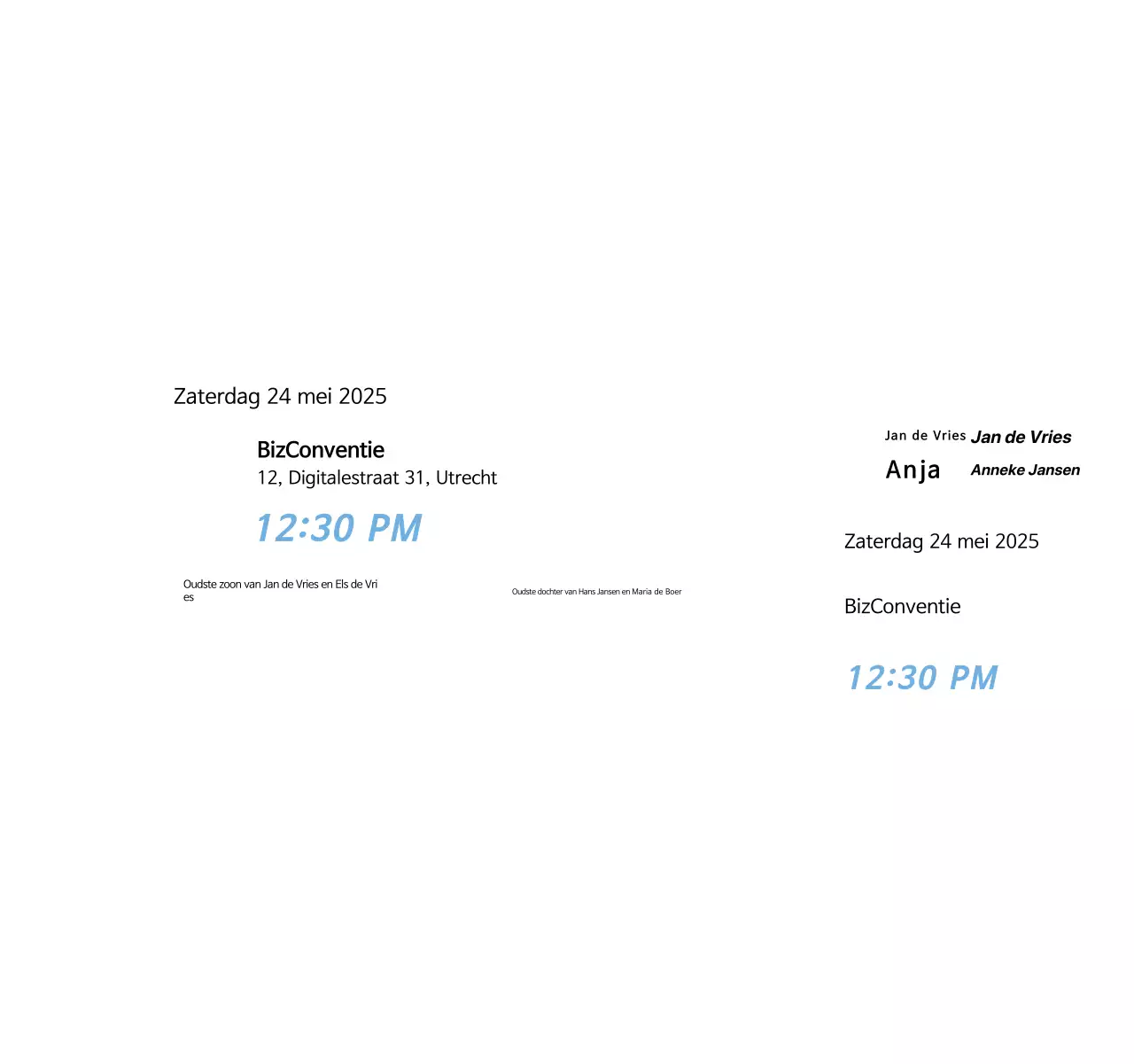 Witte eenvoudige huwelijksuitnodiging