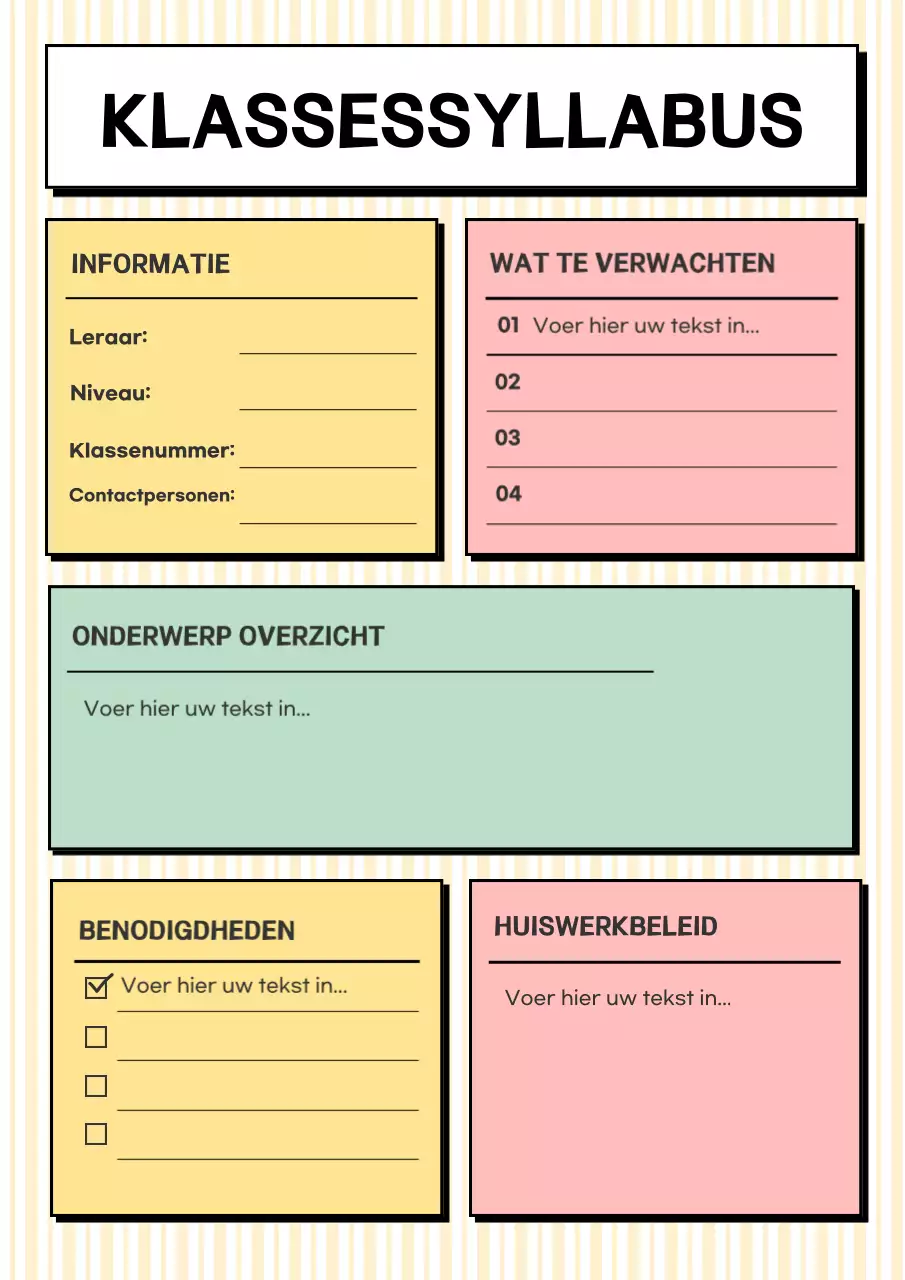 Poster met lesprogramma voor de Blue Minimal Education Planner