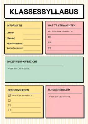 Poster met lesprogramma voor de Blue Minimal Education Planner