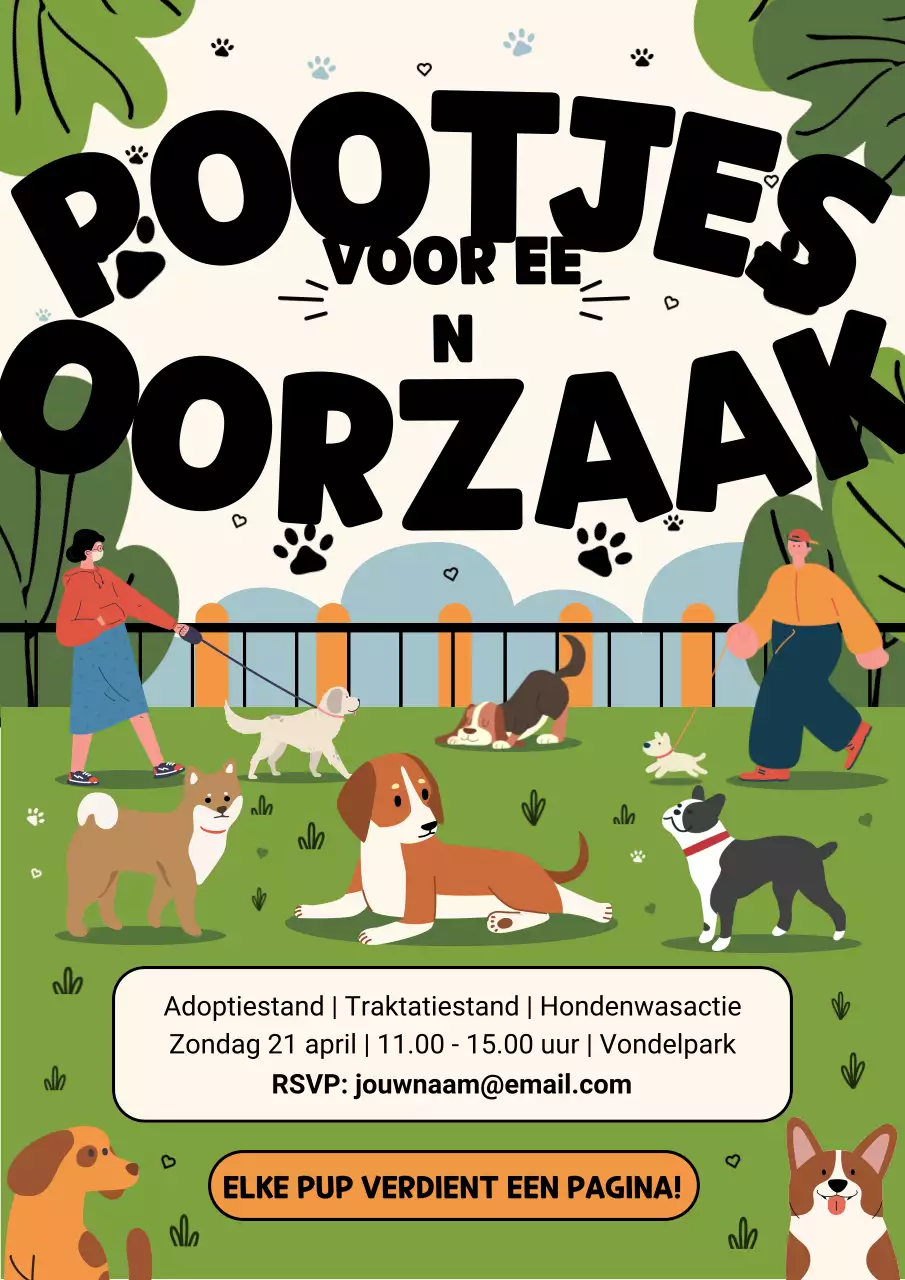 Poster voor aankondiging van Green Modern Dog-evenement