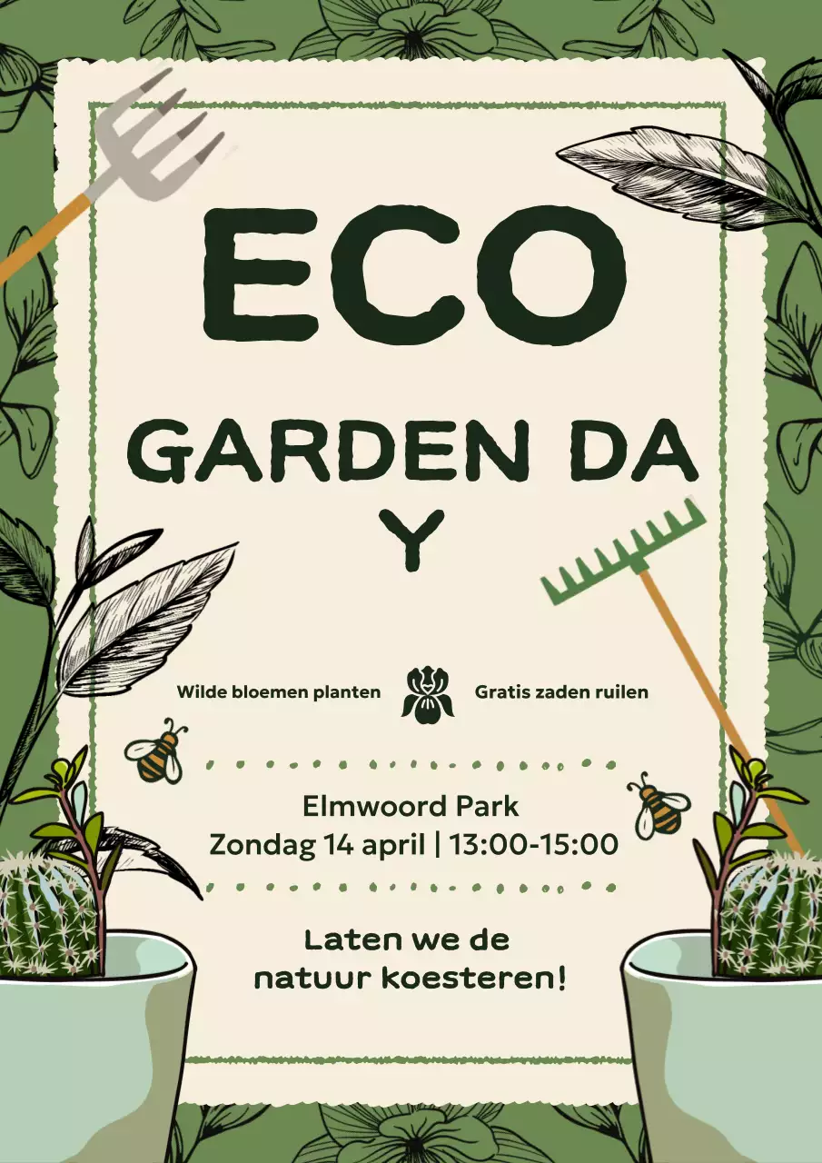 Groene rustieke tuinevenementposter
