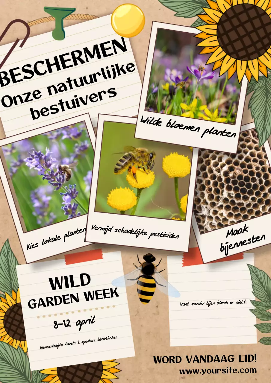 Beige rustieke bestuiver promotieposter