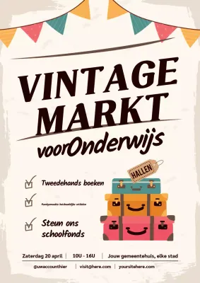 Beige Retro Markt Promotie Poster