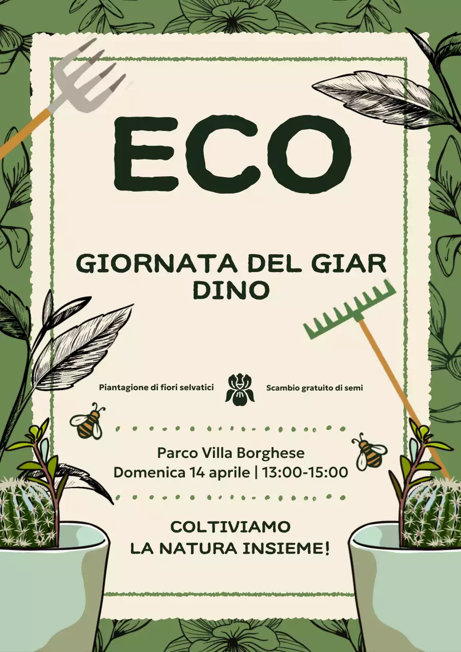 Manifesto dell'evento "Giardino rustico verde"
