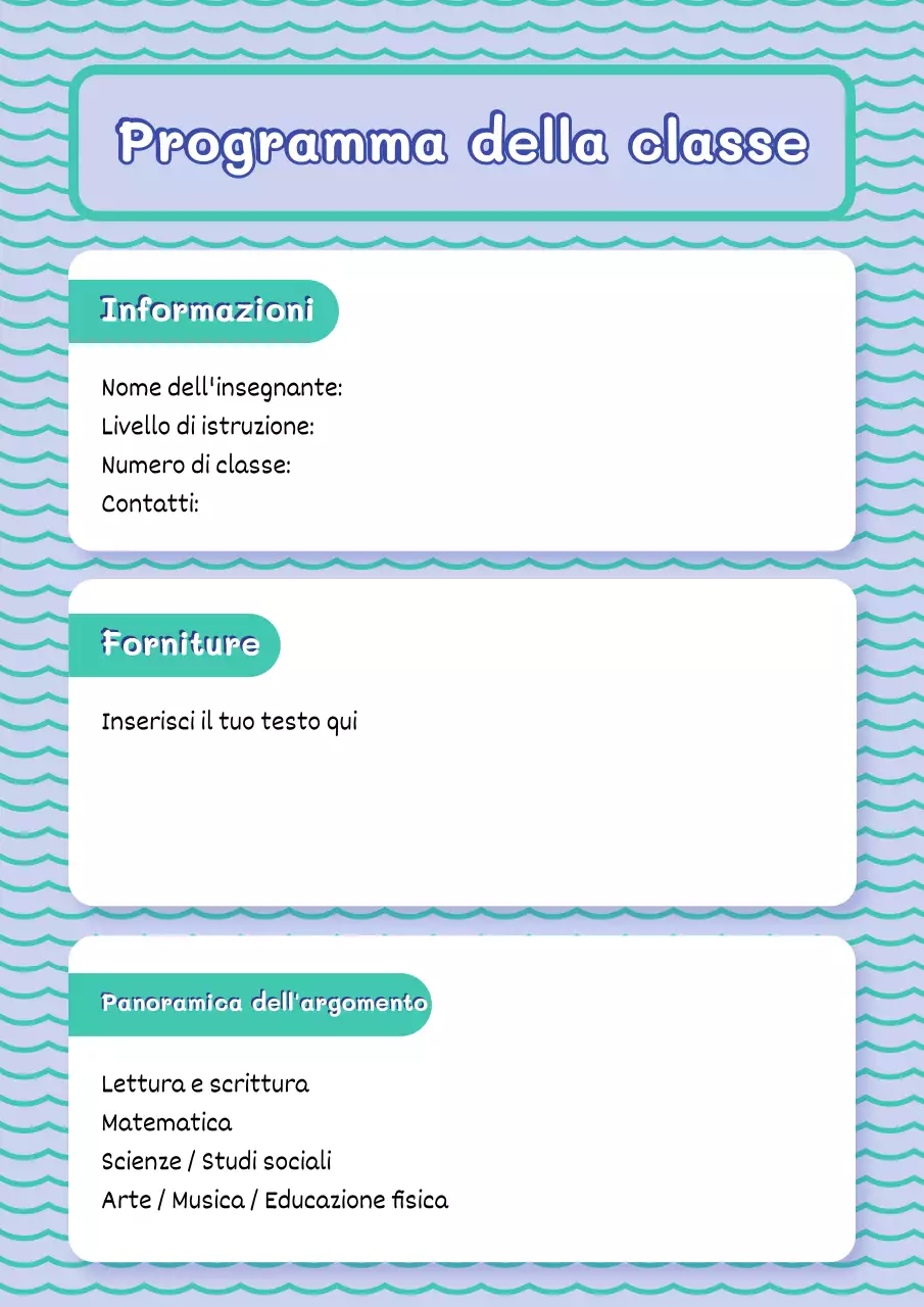 Poster della guida alla classe minima blu