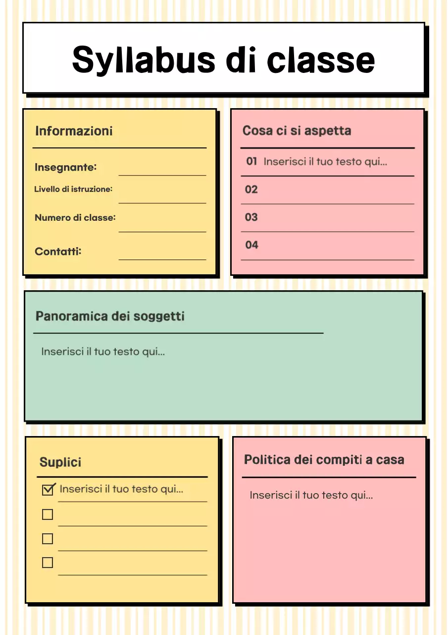 Poster del programma di classe del Blue Minimal Education Planner