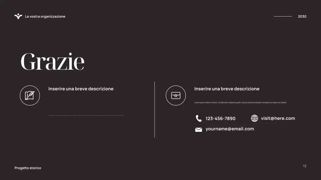 Presentazione della storia elegante blu