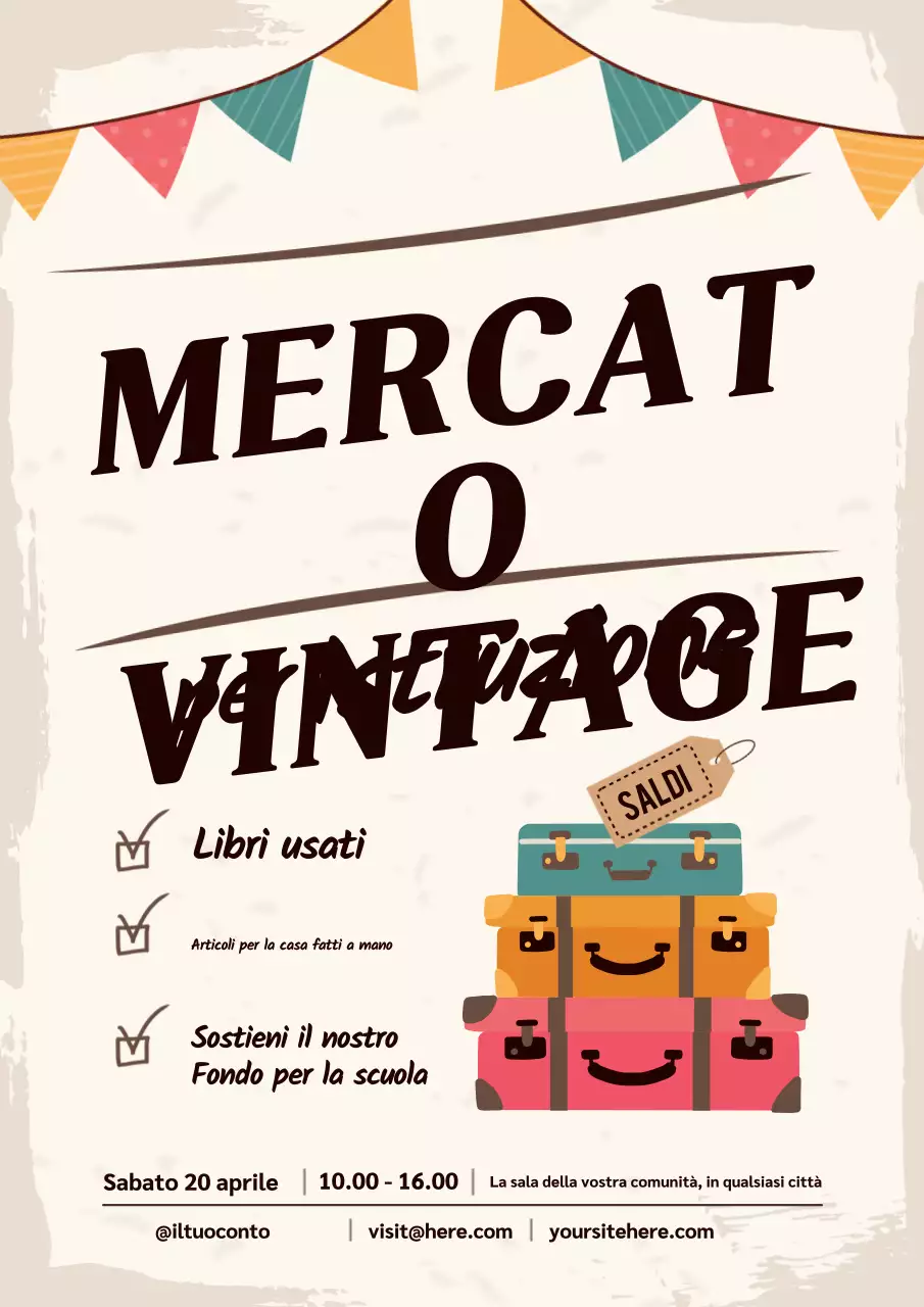 Manifesto promozionale del mercato retrò beige