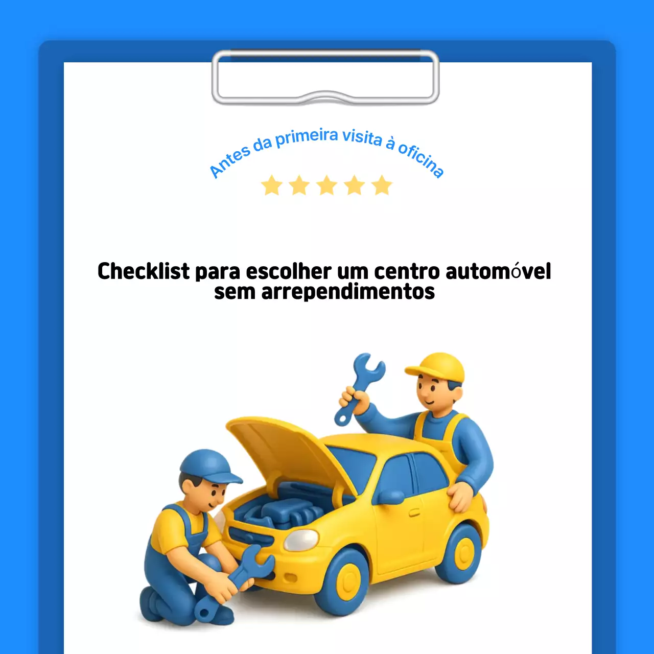 Entrega de informações sobre cuidados com o carro Blue Simple