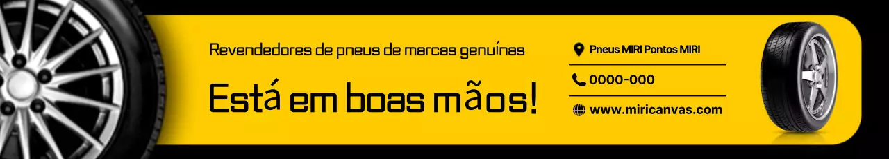 Anúncio de pneu amarelo moderno