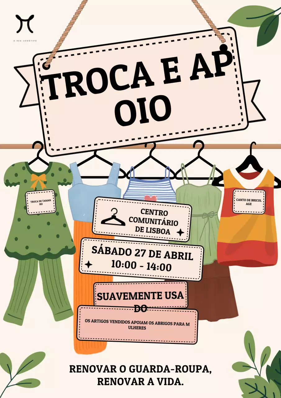 Cartaz de anúncio de evento de roupas retrô bege