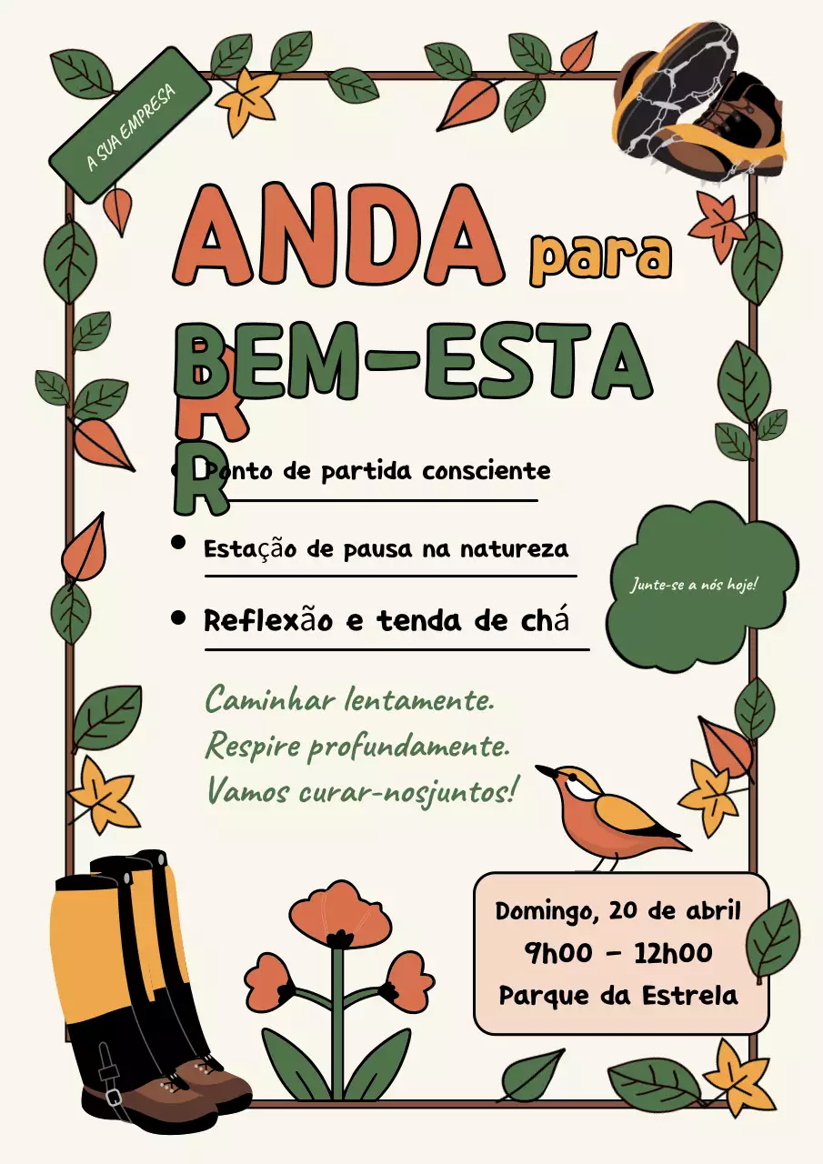 Cartaz de convite de bem-estar rústico laranja