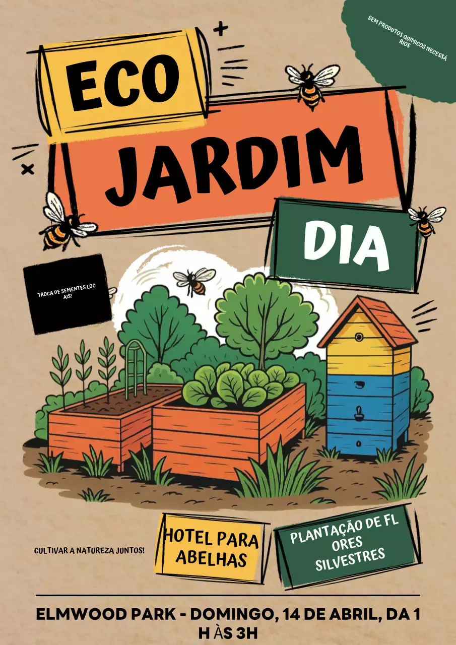 Cartaz de evento de jardim rústico colorido