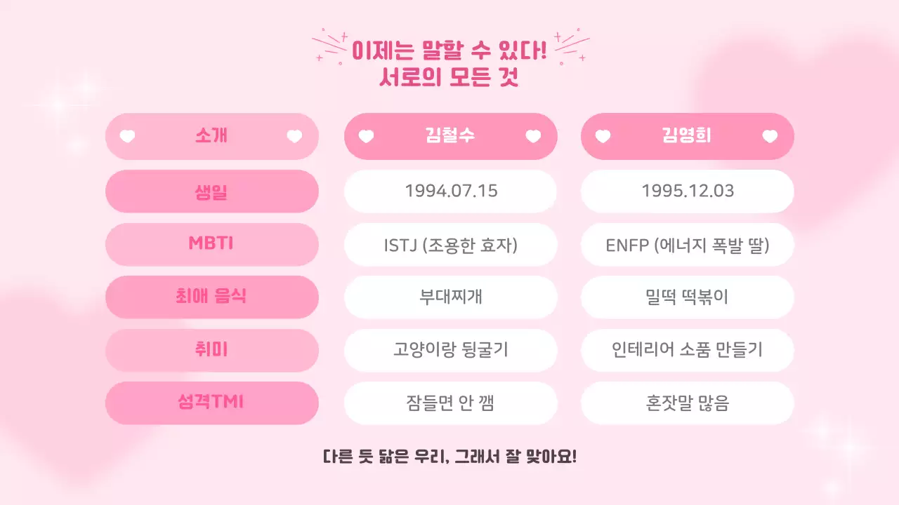 핑크 아기자기한 결혼 초대장