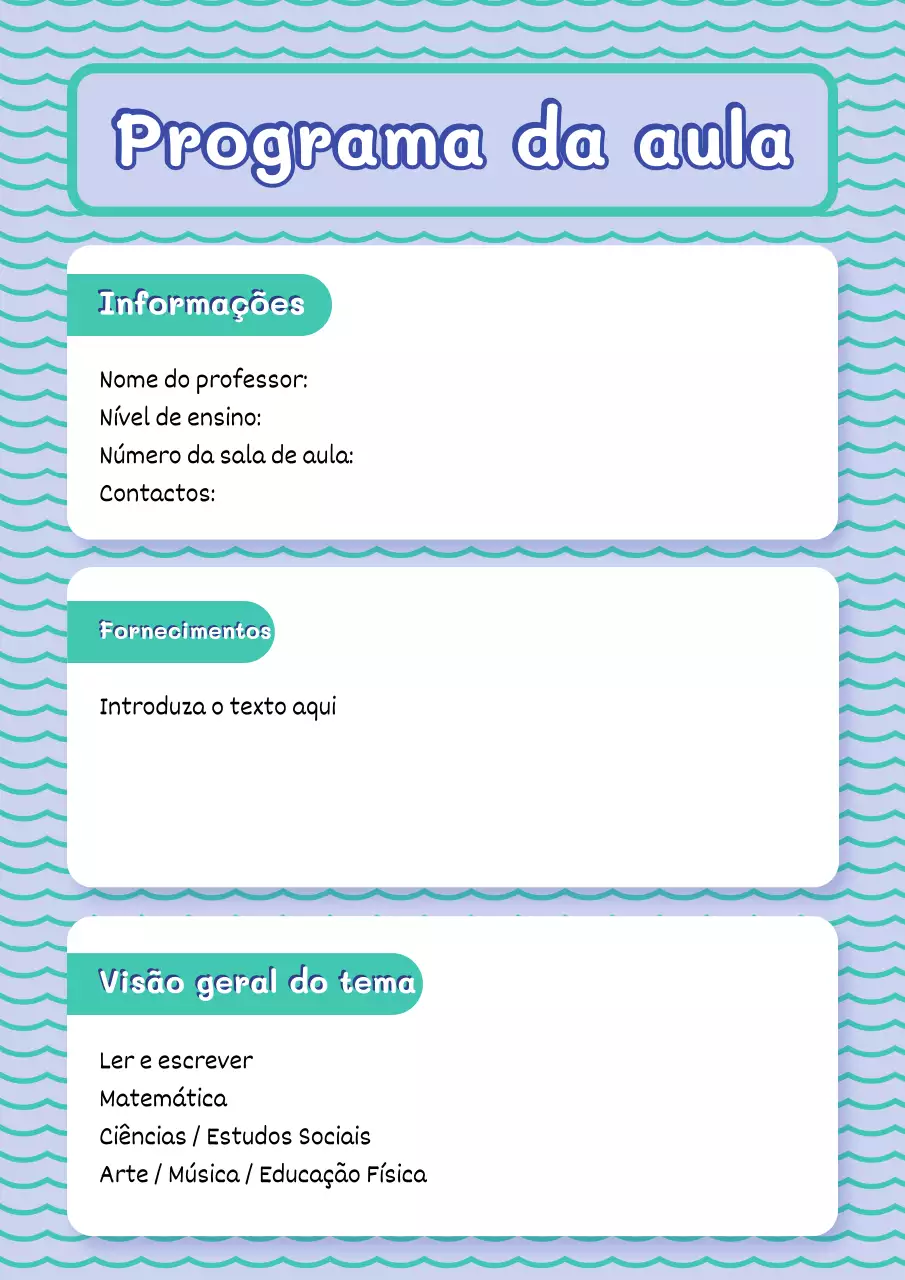 Cartaz do Guia de Aula Minimalista Azul