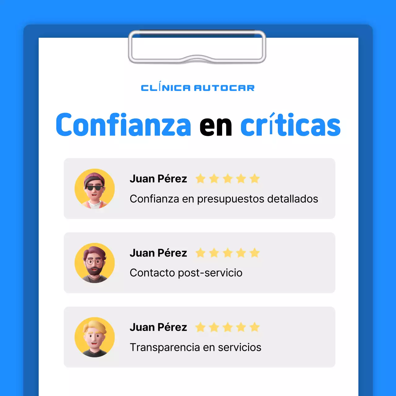 Entrega de información sobre el cuidado del coche Blue Simple