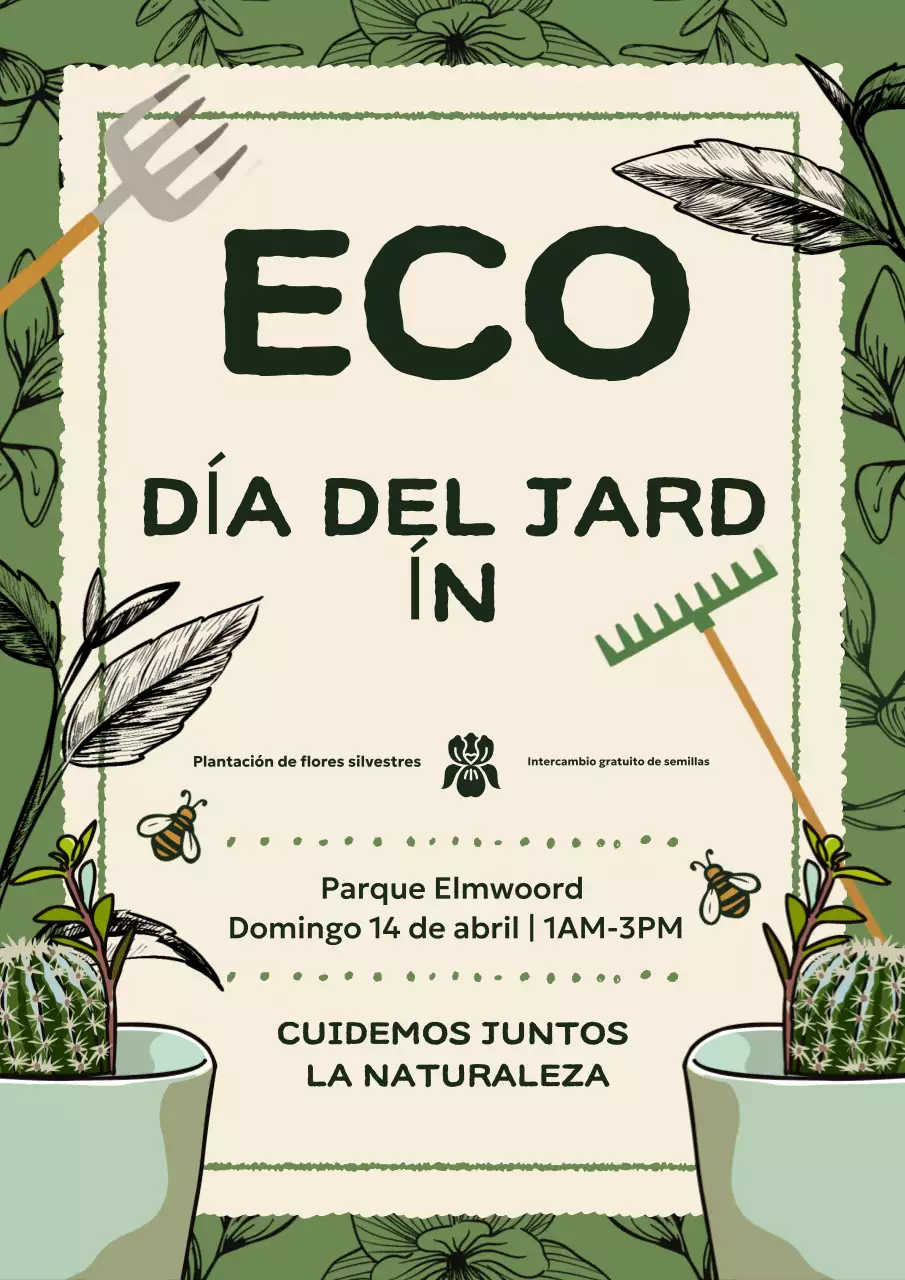 Cartel de evento de jardín rústico verde