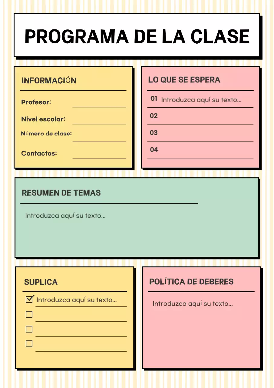 Póster del programa de estudios de la clase del planificador educativo minimalista azul