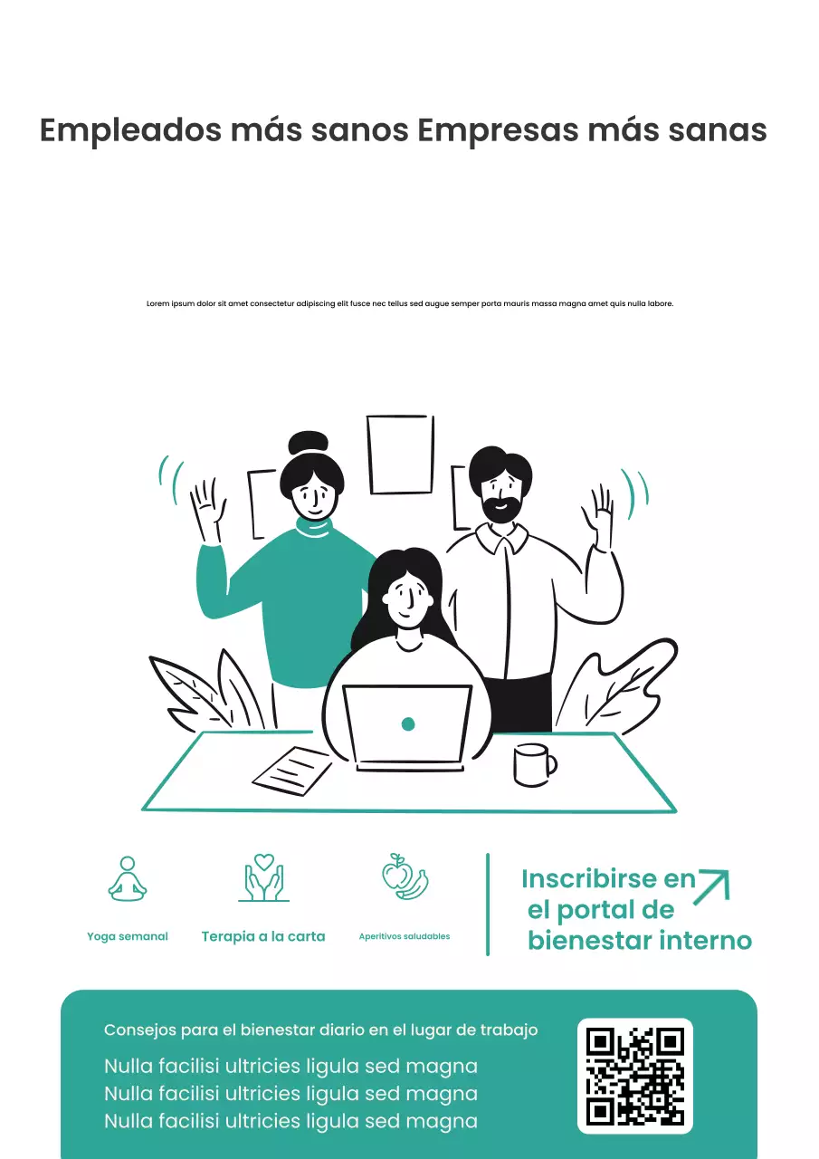 Póster beige moderno de promoción del bienestar laboral