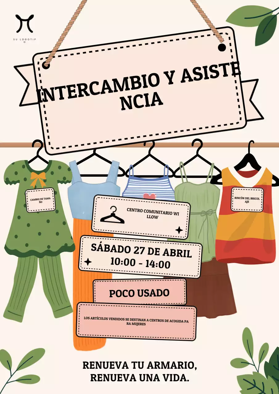 Cartel de anuncio de evento de ropa retro beige