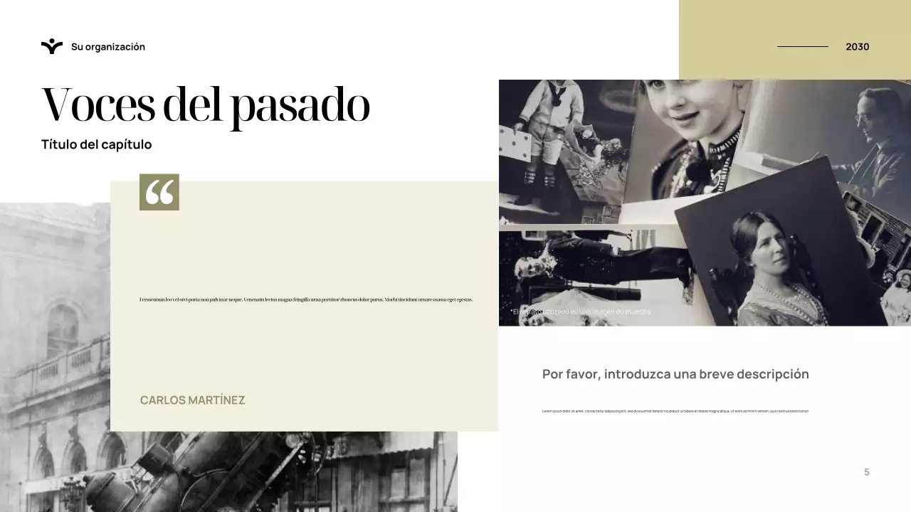 Presentación de la historia elegante y azul