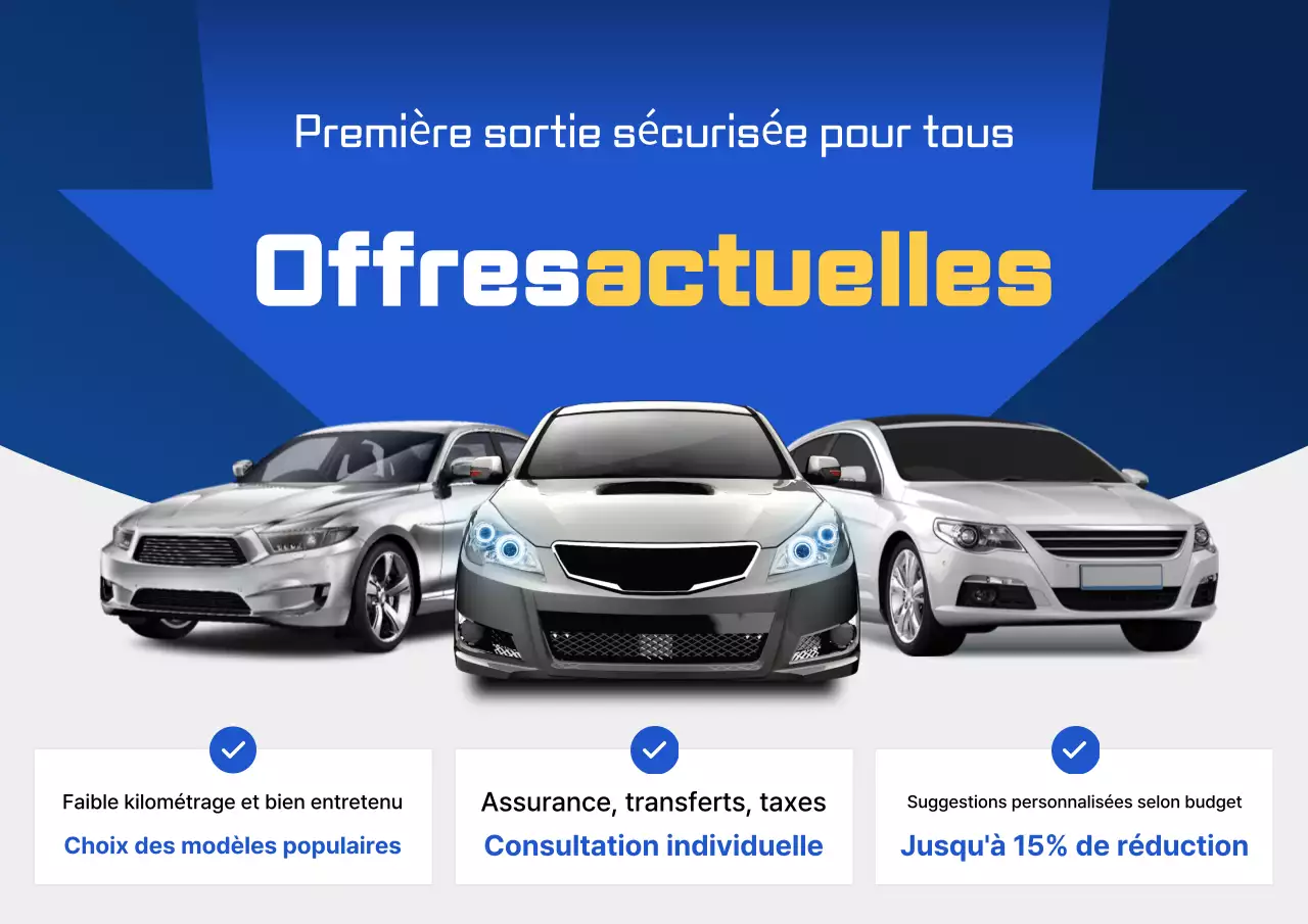 Promotion de voitures modernes bleues