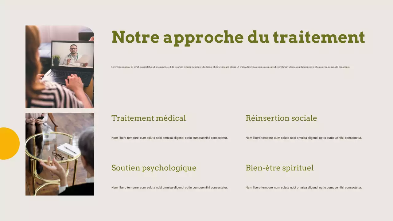 Présentations sur le traitement de la toxicomanie