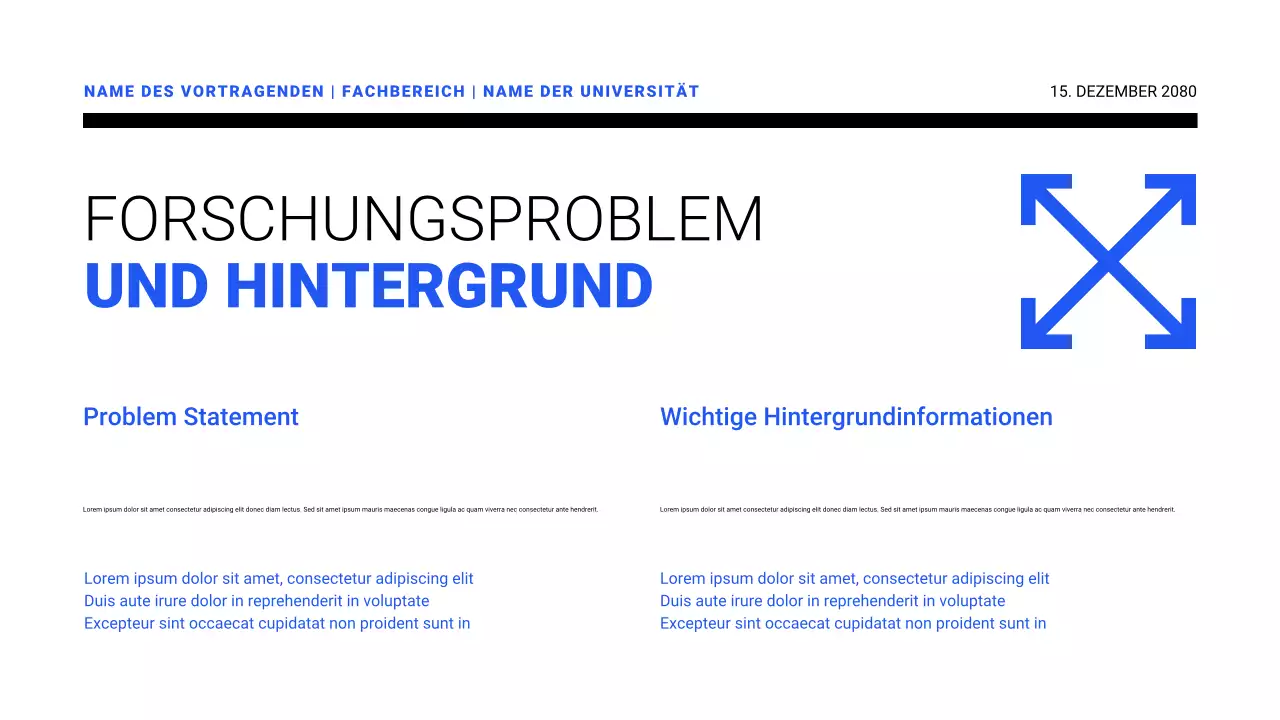 Präsentationen von Forschungsvorschlägen