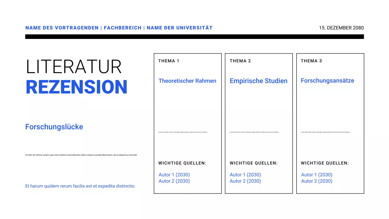 Präsentationen von Forschungsvorschlägen