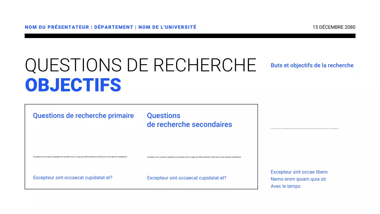 Présentations de propositions de recherche